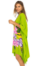 Womens Swimwear Cover Up, Frangipani Floral Beach Dress, Tunic Sundress Poncho