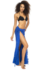 Womens Sarong Wrap, Beach Swimsuit Cover Up – Solid Color Sequin with Coconut Clip