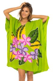 Womens Swimwear Cover Up, Frangipani Floral Beach Dress, Tunic Sundress Poncho