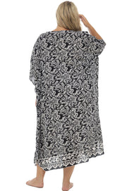 Back From Bali Womens Plus Size Beach Cover Up Long Maxi Caftan Flowy Floral Boho Loose Tunic Dress Rayon