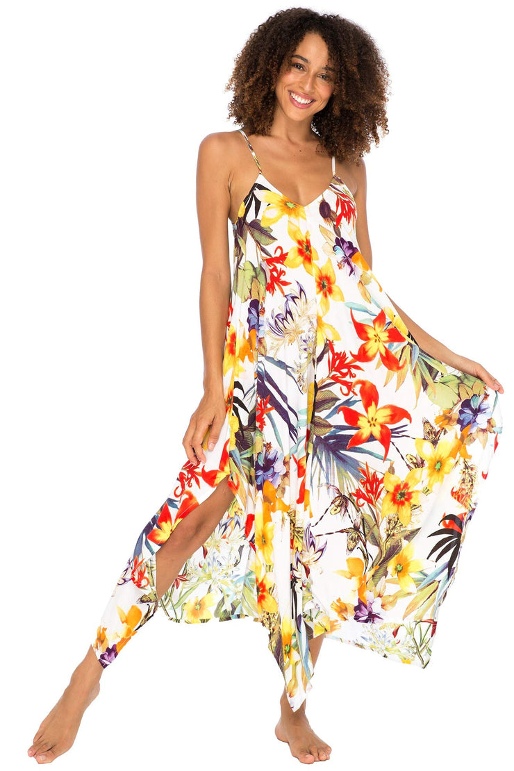 Womens Sleeveless Floral Summer Maxi Dress, Spaghetti Straps Long Casual Boho Sexy Beach Cover Up