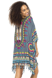 Womens Short Swimsuit Beach Cover Up Sequins African Patterns