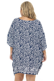 Back From Bali Womens Plus Size Short Beach Swimsuit Cover Up Flowy Floral Boho Loose Caftan Rayon