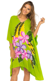 Womens Swimwear Cover Up, Frangipani Floral Beach Dress, Tunic Sundress Poncho