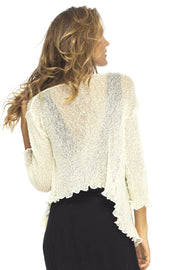 Metallic Shrug Lite Womens Sheer Cardigan Jacket Cream Gold