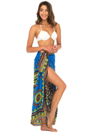 Womens Sarong Swimsuit Cover Up Ethnic Beach Wear Bikini Wrap Skirt with Coconut Clip