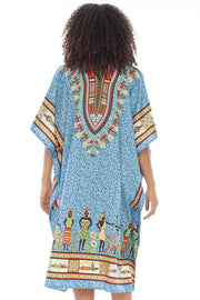 Womens Short Kaftan Ethnic Print V Neck Boho Tunic Poncho Beach Dress Loungewear Swimsuit Cover Up