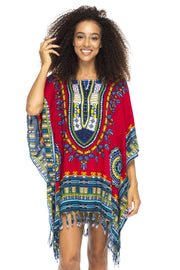 Womens Short Swimsuit Beach Cover Up Sequins African Patterns