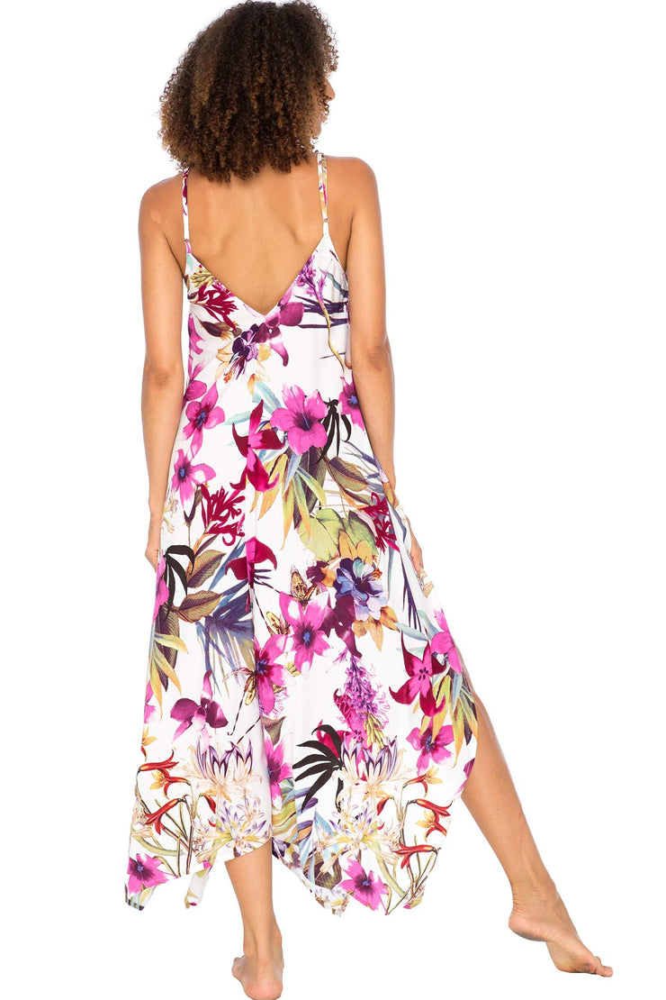 Womens Sleeveless Floral Summer Maxi Dress, Spaghetti Straps Long Casual Boho Sexy Beach Cover Up