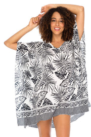 Womens Boho Swimsuit Cover Up Beach Dress Tunic Top Bohemian Leaf Print Short Kaftan