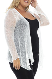 Womens Plus Size Sheer Long Lightweight Cardigan Hoodie Open Front Hooded Knit Sweater Long Sleeve 2X 3X 4X