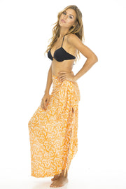 Womens Sarong Beach Swimsuit Cover up Light Floral Leaf & Clip