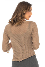 Womens Shrug Cardigan Bolero 100% Cotton Lightweight Knit Sweater Tie Front