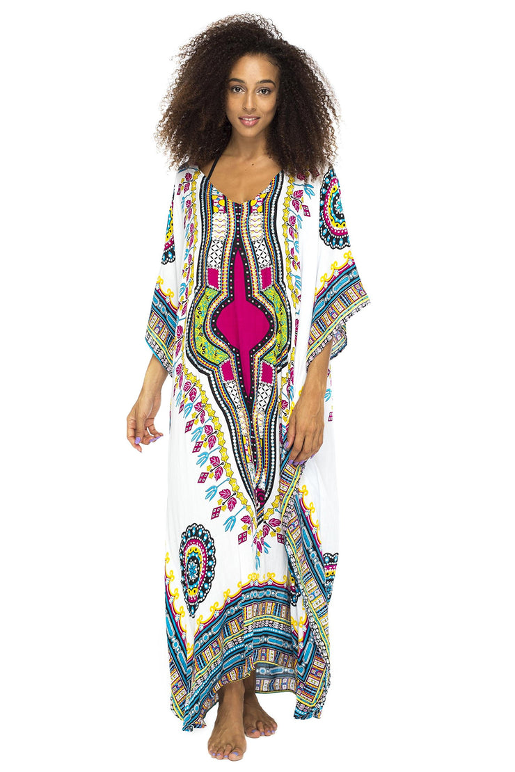 Womens Long Maxi Swimsuit Beach Sequin Cover Up African Caftan