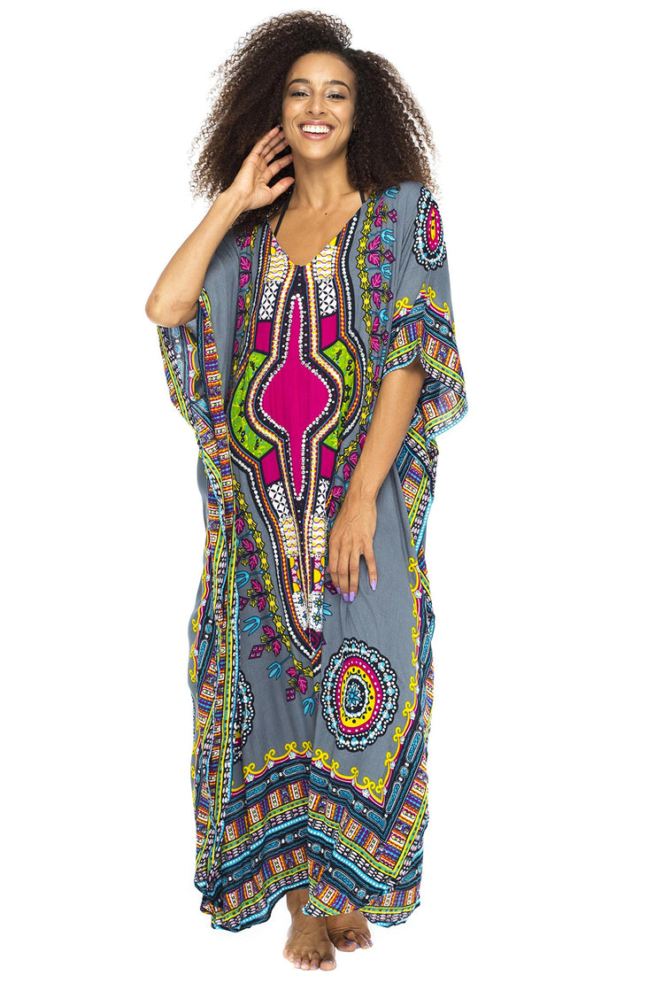 Womens Long Maxi Swimsuit Beach Sequin Cover Up African Caftan