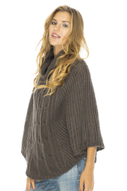 Womens Warm Poncho Cable Knit Sweater Shawl Turtle Neck Soft