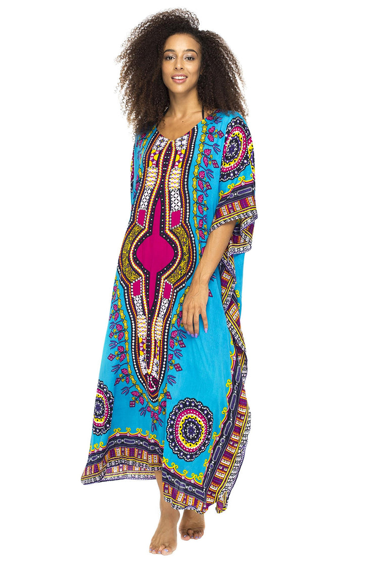 Womens Long Maxi Swimsuit Beach Sequin Cover Up African Caftan
