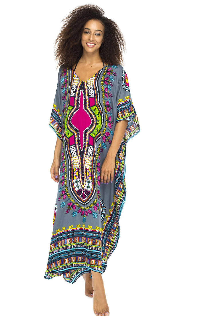 Womens Long Maxi Swimsuit Beach Sequin Cover Up African Caftan