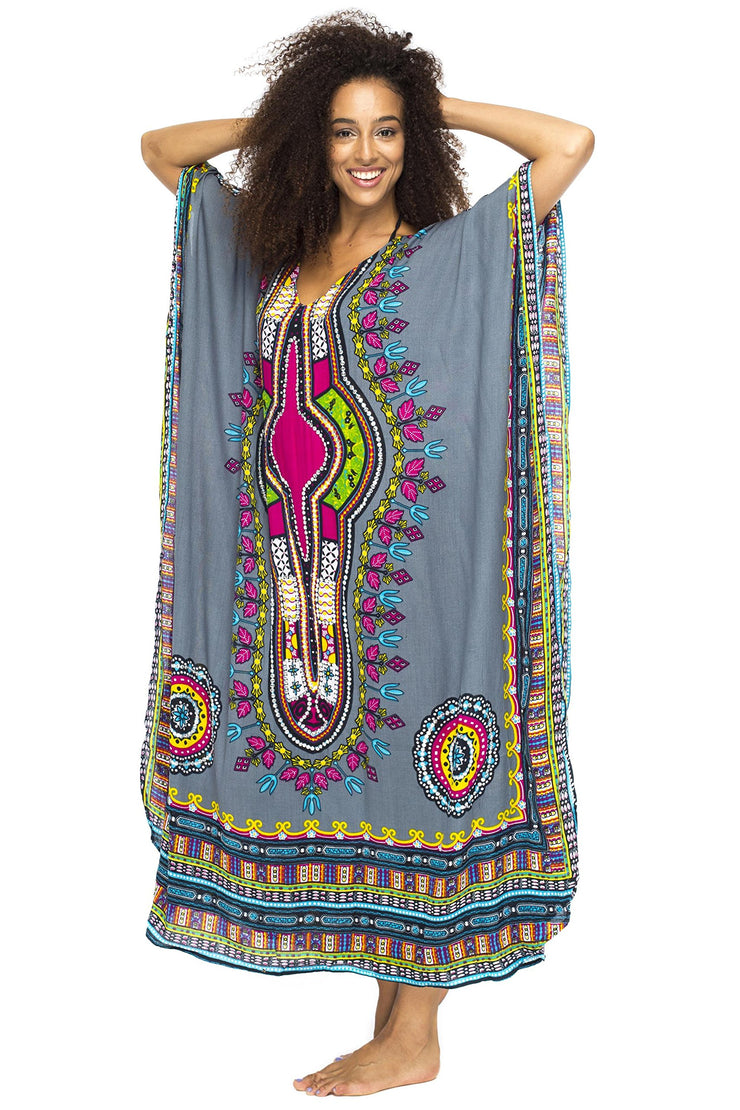 Womens Long Maxi Swimsuit Beach Sequin Cover Up African Caftan