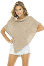 Womens Cotton Poncho Spring Summer Lightweight Cable Knit Shrug