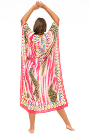 Womens Plus Size Print Kaftan Long Casual Boho Maxi Dress Beach Caftan Swimsuit Cover Up