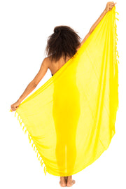 Womens Sarong Wrap Beach Swimsuit Cover Up – Solid Colors with Coconut Clip